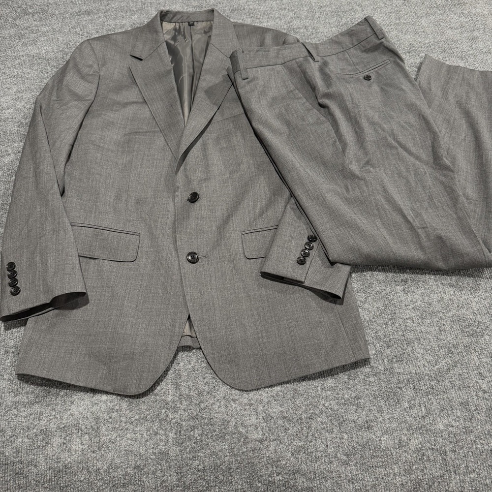 Bonobos Jetsetter 2 pc Suit Blazer 40R Pants 33x30 Gray Wool Stretch Slim Fit